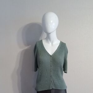 Northcrest V-Neck Button Down Sweater - Sage
